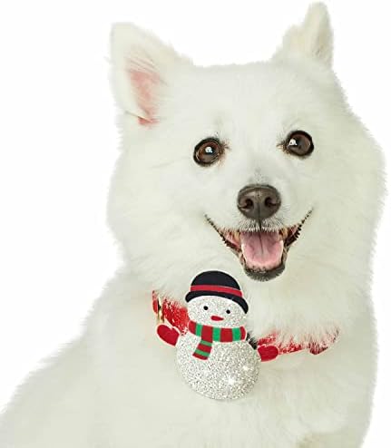 Регулируем Нашийник за кучета Blueberry Пет Коледа Snowflake с Декорация във формата на Снежен човек, Среден, Шия 14,5-20