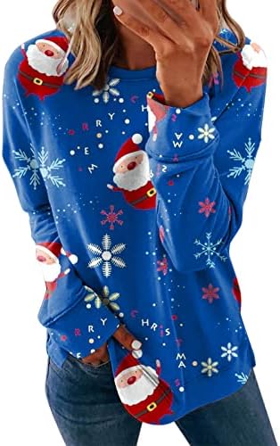 Графични блузи, Модни Красиви Върхове с кръгло деколте, Коледни Качулки, Свободна Жена Hoody, Пуловер С Дълъг Ръкав
