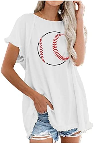 Женски Бейзбол Ризи Голям Размер, Свободна Тениска с Къс ръкав, Летни Леки Върхове Свободно Намаляване на Кръгъл