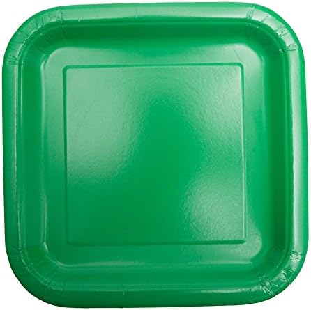 Уникални квадратни кът хартиени чинии, 9 инча, изумрудено-зелени
