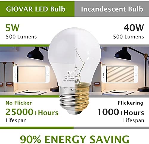 GIOVAR 2 набор от led лампи за хладилник с Мощност 40 W, Еквивалент на 120 В, Електрическата Крушка A15 Дневна