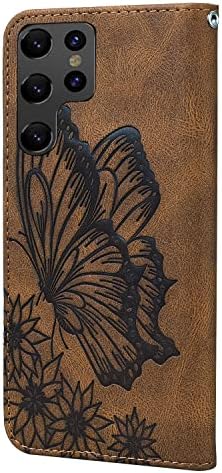 Калъф QIVSTAR за Samsung Galaxy S23 Ultra 5G, Ретро Дизайн, Кожен Портфейл с Отпечатан във формата на пеперуда,
