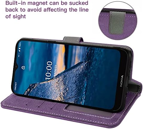 Asuwish е Съвместим с Nokia C5 Endi Чанта-портфейл и Защитно фолио за екран от закалено Стъкло, флип-надолу