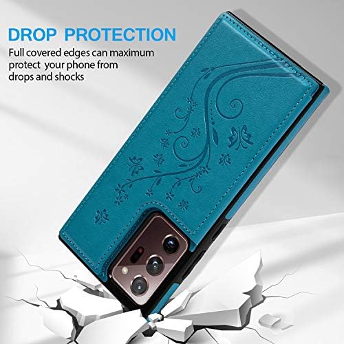 Съвместим с Samsung Note 20 Ultra Флип калъф, Чанта-портфейл с държач за карти от изкуствена кожа с релефни