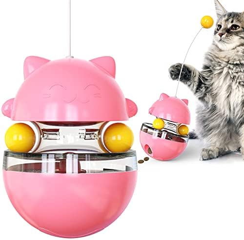 Многофункционален диспенсер за котешки храни тизером, подвижни интерактивна играчка с лъжичка-неваляшкой за