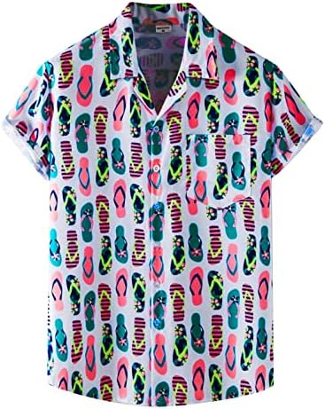 Ризи за Мъже,Хавайска Риза за Мъжете, Приталенные Мъжки Ризи С Цветен Модел, Плажни Ризи Aloha Копчета С Къс Ръкав