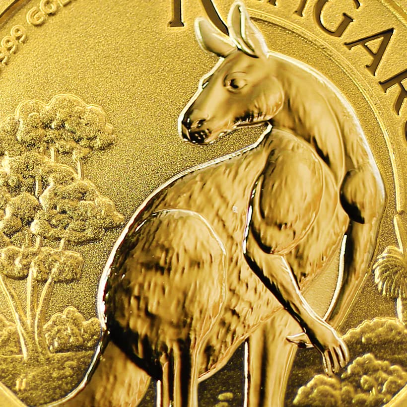 2023 АС 1/10 унция Австралийска златна монета под формата на кенгуру, Брилянт, без лечение (в капсули), със сертификат за автентичността на $15 БУ