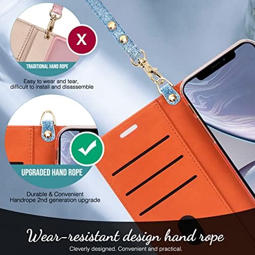 Fyi, разработена за iPhone XR калъф, Луксозен калъф-портфейл от изкуствена кожа за мобилен телефон с държач за карти, Защитен устойчив на удари калъф-книжка с панти капак