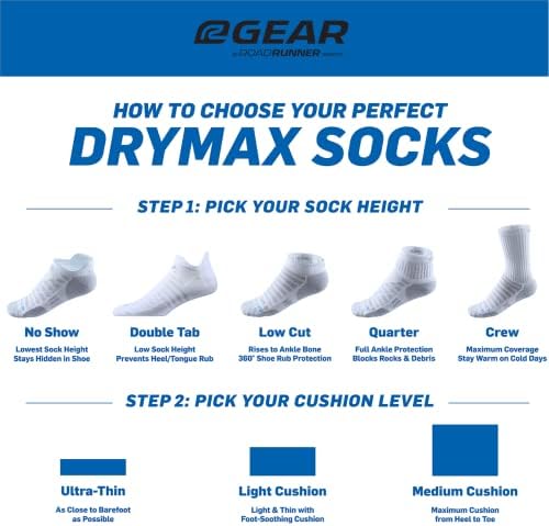 Мъжки и дамски чорапи за бягане R-Gear Drymax No Show, Със средна възглавница | Дишащи, С контрол на влажност и защита от образуване на мехури | M, Черен, 3 опаковки