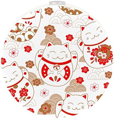 2 Бр. Plug лека нощ Led нощна светлина Сладък Японски Cartoony Щастлив Котка Розови Цветя с Датчик от Здрач