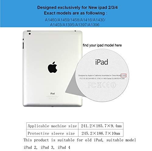 Калъф Aoub за iPad 2/3/4 (стар модел), Ультратонкая Лека Трехстворчатая поставка, Интелигентен Автоматичен режим на заспиване /събуждане, Мека силиконова делото от TPU за iPa