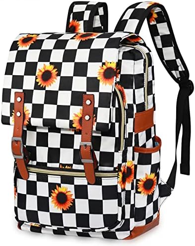 Раница LIMHOO за жени и Момичета, Раници за лаптоп 15,6 , Училищна чанта за колеж, Всекидневни раница (Daisy Black)