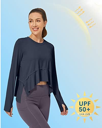 G4Free Дамски Слънчеви ризи UPF 50 +, Леки Спортни Тениски с дълъг ръкав, Защита от ултравиолетови лъчи, бързо