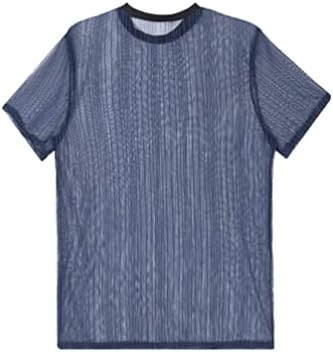 YiZYiF / Мъжки Мрежести, Прозрачни Блузи с високо воротом и дълги ръкави, Прозрачни Ризи за партита в нощен клуб