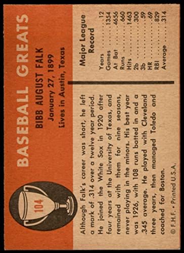 1961 Fleur # 104 Bibb Falk Кливланд Индианс (Бейзболна картичка) EX/MT Indians