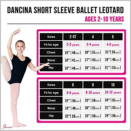 Балетное трика Dancina с къс ръкав за момичета 2-10 години (Памук)