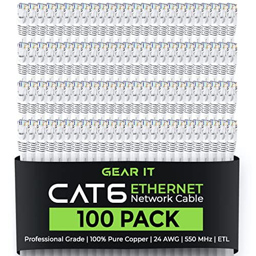GearIT 100 бр., Ethernet кабел Cat 6, кръпка Cat6 без довършителни, 0,5 Метра - захранващ кабел компютърна мрежа