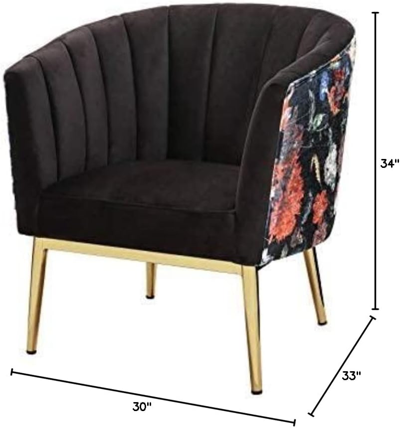 Стол Acme Furniture Colla Accent, черно кадифе и злато