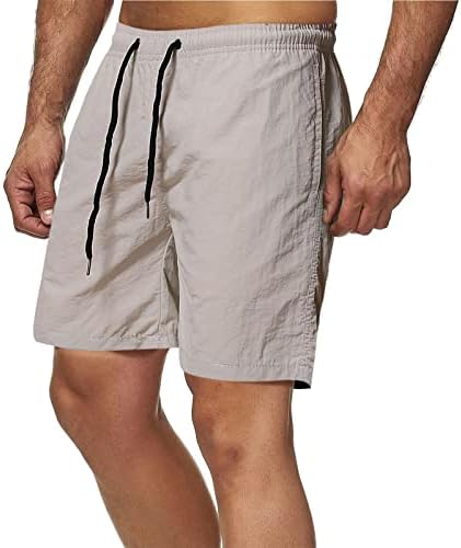 Мъжки къси панталони Ежедневна Класически Намаляване с Завязками, Летни Плажни къси Панталони с Еластичен колан