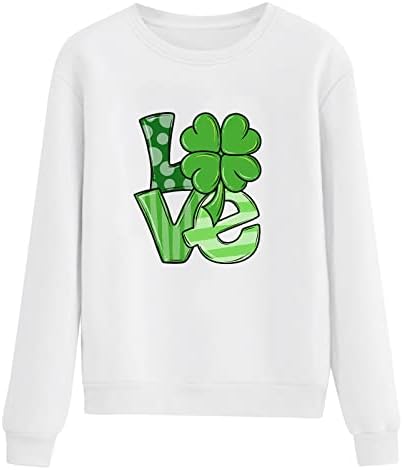 IIUS Зелени Тениски на Деня на Св. Патрик, Ризи за Жени, Блузи с кръгло деколте и Дълъг Ръкав, Зелен Пуловер