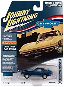 1967 Chevy Corvette 427, Marina Blue - Джони Светкавица JLMC029/48A - Хвърли под натиска на кола в мащаб 1/64