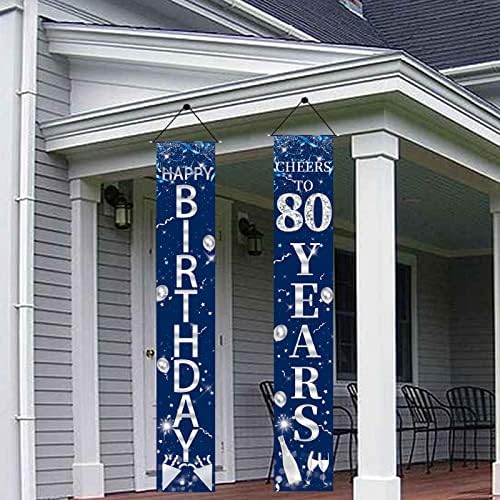 Blue Silver Врата Банер на 80-ти Рожден Ден, Бижута, за мъже, С 80-Ти Рожден Ден, Поздрави с 80-Годишнината,