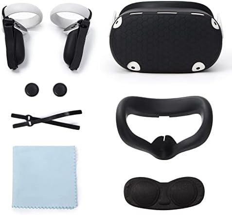 Комплект силиконови калъфи VR за Quest 2, Защитно покритие на корпуса VR + Силиконова капачка за лице + Защита на обектива + Капак дръжки контролер + Капак бутон за палеца +