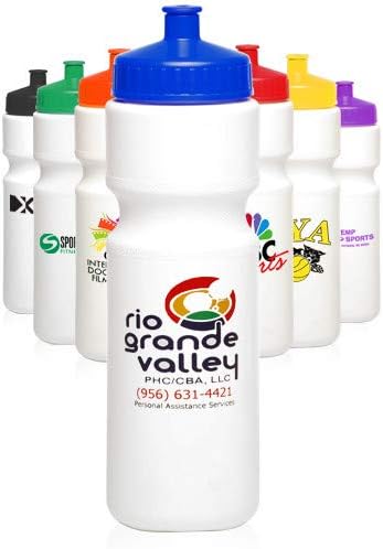 Промо лимонада 28 грама. Пластмасови бутилки за вода с притискателния капак (може да се коригира с прилагането на лого за 100, 250, 500 или 1000 бутилки) (бяло и лилаво, 250)
