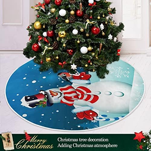 Декорация на Поли Коледна Елха ALAZA, Украса Малка Мини Поли на коледната Елха 35,4 Инча с Снеговиком и Птици