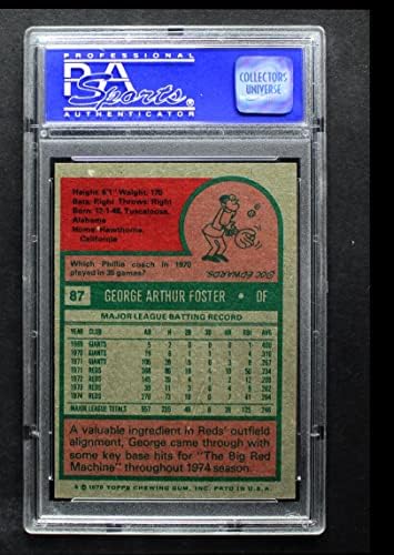 1975 Topps 87 Джордж Фостър Синсинати Редс (Бейзболна картичка) PSA PSA 8.00 Червени