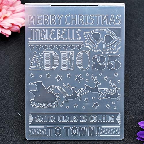 DDOUJOY Весела Коледа Deco Jingle Bells Фон с Елени Пластмасови Папки с Релефни изображения за Направата на