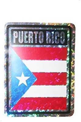 Стикер на метална броня с квадратна флага на страната на Пуерто Рико.. Размер: 4 x 3 Нова ..