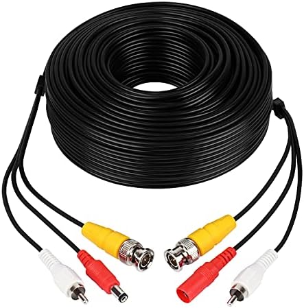 Удлинительные кабели Dericam 60ft BNC с Три Свещи, Гласова захранващ Кабел видео за системи за видеонаблюдение