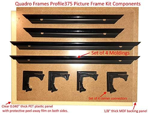 Рамка за снимки Quadro Frames 6x10 инча, Черен, Стил P375 Леене ширина 3/8 инча