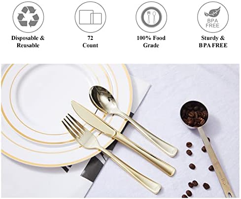 N9R 72 Опаковката Бели пластмасови чинии със златен ръб, чинии за Еднократна употреба включва 36 бр. места за