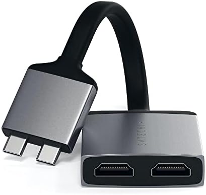 Алуминиев адаптер Satechi Type-C с двоен HDMI адаптер 4K 60Hz със зареждането на USB-C PD - за M2/ M1 MacBook