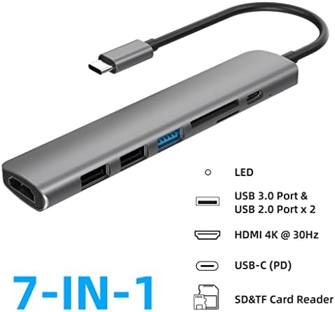 Хъб LIRUXUN USB 3.1 Type-C към адаптер 4K Thunderbolt 3 C USB Hub с гнездо за четец на карти памет 3.0 TF SD