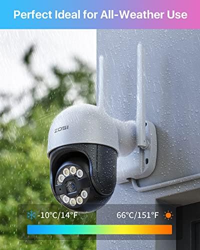 Външна Камера за сигурност ZOSI C289 1080P WiFi със завъртане/Наклон, PTZ IP Камера за домашно Наблюдение, Интелигентна