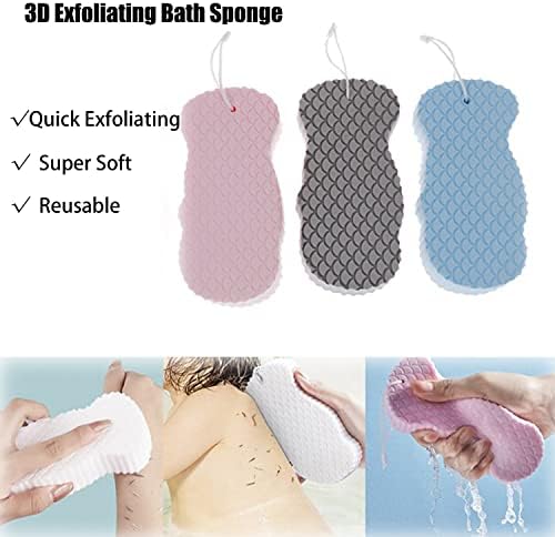 2 БР. Нов Спа Пилинг За Ексфолиране на Бани, Ултра Мека Гъба за душ за тяло, 3D подобно на гъба, Четка за душ