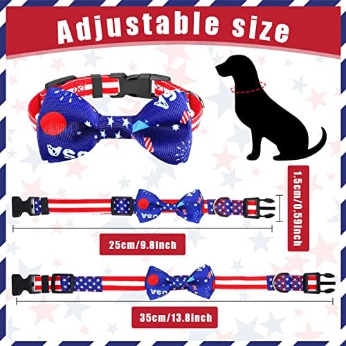 4 Опаковки Нашийник за кучета 4 юли с пеперуда Патриотичен Нашийник За Кучета на Американския Флаг Ден на Независимостта