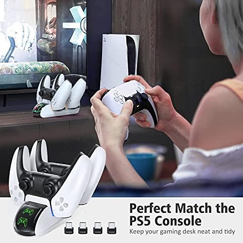 Зарядно устройство контролер PS5, съвместим с контролера PS5 DualSense Edge, Зарядно устройство PS5 с 4 ключ