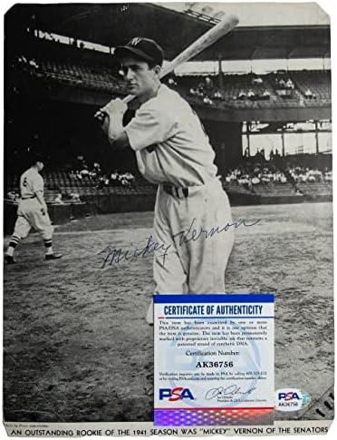 Бейзбол списание с автограф от Мики Вернона Размер на 7,5х10 см, Вмъкване на Снимката Senators PSA / DNA - Списания