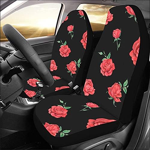Калъфи за автомобилни седалки Куин Cafe с Червени рози на черен фон (опаковка от 2)