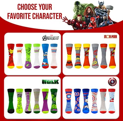 Чорапи Marvel Легенди за момчета и Мъже, 6 Опаковки Чорапи за Мъже и Момчета, Мъжки Спортни Чорапи, Спортни