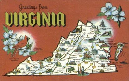 Здравейте от Вирджиния, пощенска Картичка