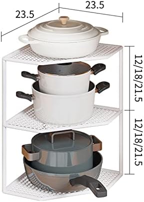 Органайзер за кухненски шкаф BREWIX, 3 Нива Бяла Ъглова поставка за чинии, за Съхранение на Кухненски шкаф -