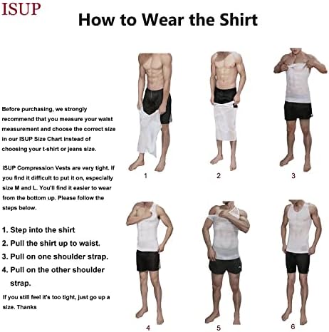 ISUP Мъжки Компресиране Риза, Риза За Отслабване, Коригиращото Бельо, Отразител на Гърдите, Майк За контрол