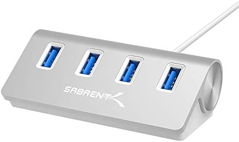 SABRENT 4-портов хъб USB 3.0, едно Парче Алуминий Преносим концентратор на данни с 2,5-футовым кабел USB 3.0