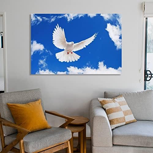 Птица на Светия Дух Стенно Изкуство Лети Гълъби на фона на Синьо небе Естетически Образ на Птици, Монтиране