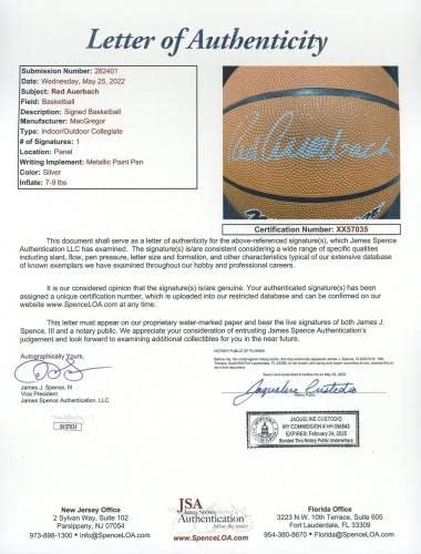 Баскетболни Топки Red Ауербах с Автограф MacGregor Баскетбол JSA XX57035 - Баскетболни Топки С Автограф